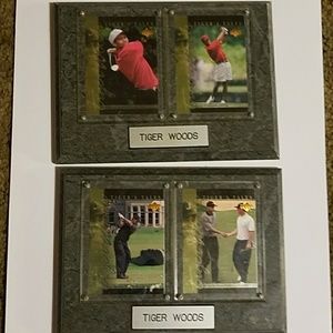 Set of 2 Tiger wood card plaques